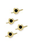 Solid 14K Gold and Onyx Stud Set with Diamond Inlay
