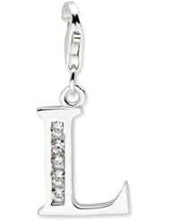 Sterling Silver CZ Letter L w/Lobster Claw Clasp Clasp Charm