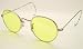 Savile Row Model '322' Sunglasses/Eyeglass Frame ~ Hand Made in Great Britain by Savile Row from 14kt Rolled Gold ~ as worn by John Lennon (exact same model) - Traditionally made in Savile Row's Algha Factory in Smeed Road London ~ Frame finished in Shiny Silver ~ Classic Round Eye style fitted with Yellow Lenses (removeable) and 'curl sides' - 45mm lens width size (depth 42mm) ~ Bridge Size 20mm ~ overall width from hinge to hinge 124mm ~ curl side length 165mm