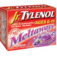 Tylenol Jr. Fever Reducer/Pain Reliever, Meltaways, Grape Punch Flavor, 24 ct.