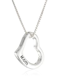 Sterling Silver "Mom Worlds Best Mom I Love You" Open Heart Reversible Pendant Necklace, 18"
