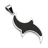 Stainless Steel Carbon Fibre Tribal Design Pendant & Chain - Length 60cms