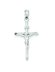 14K White Gold Stick Style INRI Crucifix Pendant