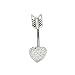 Belly Button Ring Navel Split Heart Arrow 316l Surgical Steel Body Jewelry
