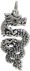 Double Sided Asian Dragon Pendant in Sterling Silver, #7609
