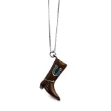 Sterling Silver Inlay Cowboy Boot Pendant Necklace