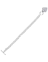 sterling silver 18" 6.0mm polish round link chain with toggle lock and heart 18 inches long