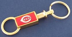 Cincinnati Reds Gold Tone Valet Keychain