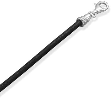 18 In 3mm Blk Leather Story Bead Charm Neck Lob-clasp Closure Threaded Removable Cap End 18 Inch