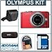 Olympus E-PL3 Digital Camera - Red - with 14-42mm Zoom Lens, Silver - Bundle - with 8GB SD Memory Card, Spare BLS-1 Lithium-Ion Rechargeable Battery, Camera Case, USB 2.0 SD Card Reader