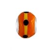 Pandora Style Charm Bead (Z285) Lampwork Style Glass (13mm x 10mm) (fits Troll too) ~ Orange with Yellow Stripe and Black Dots