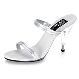 Pleaser - Caress-402-2, 4" Stiletto Heel Two-Band Slide W/RS - Size 5