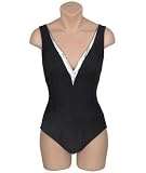 It Figures! Tummy Thinner Collection Lame Trim V-neck Tank Style Swimsuit RETAIL VALUE $92