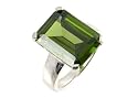 Silver Single Stone Peridot CZ Ladies Ring