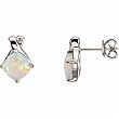 Genuine Opal and Diamond Earrings