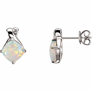 Genuine Opal and Diamond Earrings