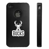 Apple iPhone 4 4S 4G Black Aluminum & Silicone Case Milwaukee Bucks