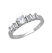 Sterling Silver Rhodium Engagement Ring with Clear CZ - Size: 5-9