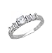 Sterling Silver Solitaire Engagement Ring With Round Cubic Zirconia in Four Prong Setting with Sidestones