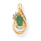 14k Diamond and Emerald Birthstone Pendant