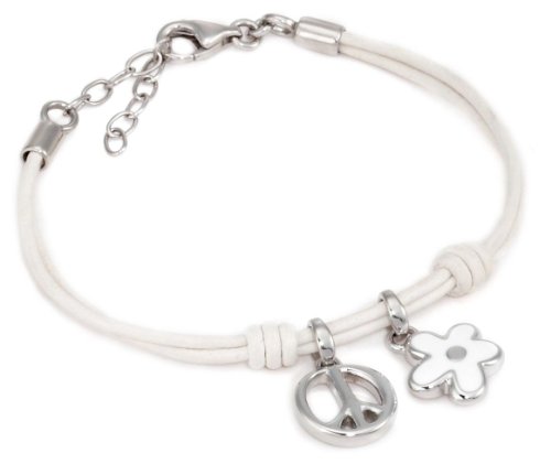 Fossil Damen-Charmsarmband Leder 16-19.5cm wei&szlig; JF85006040 Preisvergleich