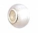 Pandora Style Charm Bead (Z56) Murano Style / Lampwork Glass (14mm x 10mm) (fits Troll too) ~ Silver White