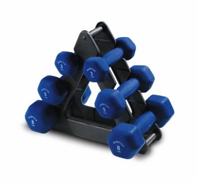 Hampton Fitness 3, 5, and 8 lbs. Hexagon Neoprene Dumbbell Set with Stand