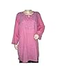 Womens Bohemian Kurti Pink Yoga Tunic Blue Embroidered Cotton Shirt Medium Size