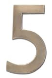 Architectural Mailboxes 3582AB-5 Solid Cast Brass 4-Inch Floating House Number, Antique Brass "5"