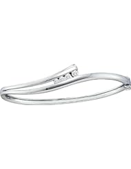 0.38ctw 1.0mm (0.04") Diamond Fashion Bangle Bracelet 14K White Gold
