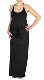 Capelli New York Ladies Solid Knit Racerback Maxi Dress With Drawcord Jet Black Large
