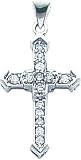 14K White Gold Diamond Cross Pendant Charm Jewelry