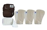 SoftBums One Size Adjustable Diaper Organic Bamboo 5-Piece Set (Chocolate)