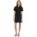 Kenneth Cole Women's Short Sleeve Belted Shirt Dress,Rich Black,8
