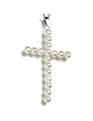 Bling Jewelry Sterling Silver Freshwater Pearl Cross Necklace 18in
