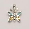 Small Butterfly Pendant with Blue Topaz and Peridot