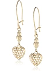14k Yellow Gold Heart Dangle Earrings