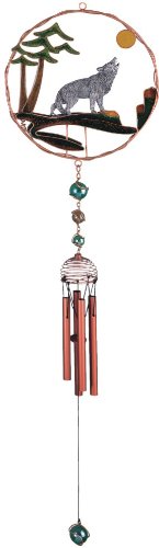 Wind Chime Copper & Gem Wolf Musical Hanging Garden Porch Decoration