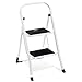 Delxo 2 Step Ladder Folding Step Stool Ladder with Handgrip Anti-Slip Sturdy and Wide Pedal Multi-Use for Household and Office Portable Step Stool Steel 330lbs White