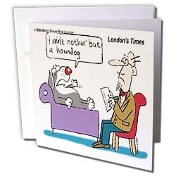 Londons Times Funny Medicine Cartoons - Dog At Shrink - Greeting Cards-6 Greeting Cards with envelopes