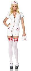 Adult Womens Sexy Black Pleather Nurse Costume Fantasy Sm