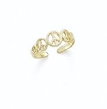 14K Peace Signs Toe Ring - GH23447