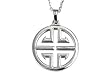 Wish-Ti Titanium Oriental Pendant with Black Weaved Leather Cord