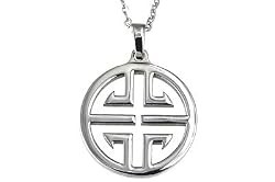 Wish-Ti Titanium Oriental Pendant with Black Weaved Leather Cord