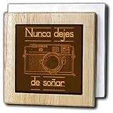 Kike Calvo photo Illustrations Rangefinder Camera - Picture of a Brown Rangefinder Camera Nunca dejes de soñar - Tile Napkin Holders