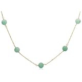 14k Yellow Gold Green Jade Tin Cup Necklace