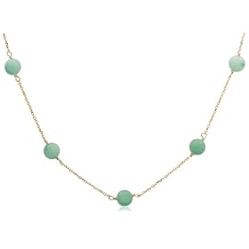 14k Yellow Gold Green Jade Tin Cup Necklace by