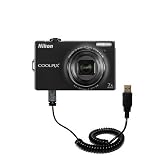 Coiled USB Cable for the Nikon Coolpix S6000 with Power Hot Sync and Charge capabilities - uses Gomadic TipExchange Technology