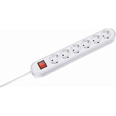 Bachmann 381.152K Tischsteckdose Smart 6x Schuko, 1x Schalter, Kinderschutz, 5,0 m Zuleitung, schwarz