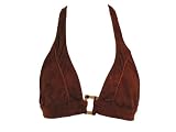 W Swim Brown Faux Suede Halter Bikini Top